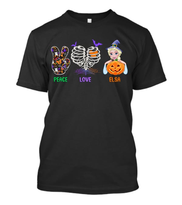 Peace Love Elsa Halloween Pumpkin Witch Hat T-Shirt