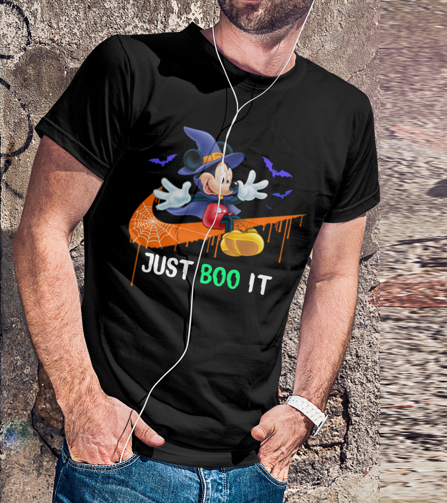 Just Boo It Halloween Mickey Witch Nike Swoosh T-Shirt