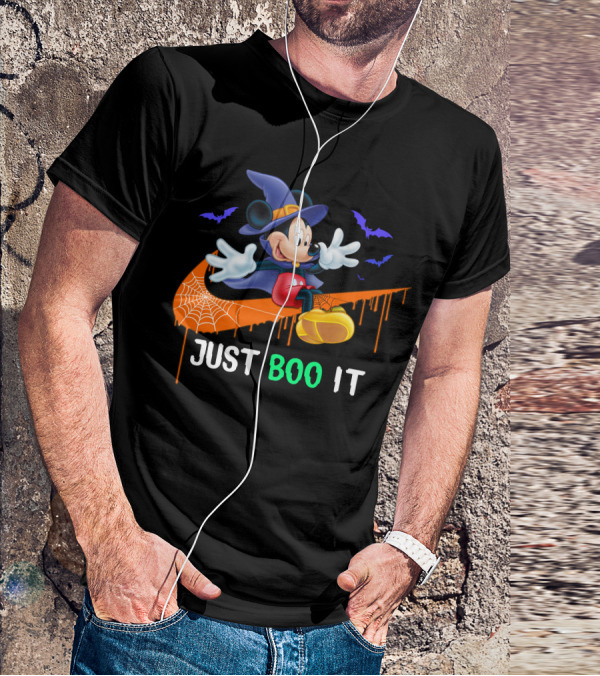 Just Boo It Halloween Mickey Witch Nike Swoosh T-Shirt