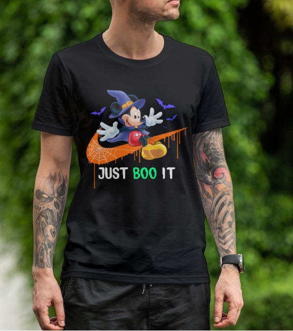 Just Boo It Halloween Mickey Witch Nike Swoosh T-Shirt