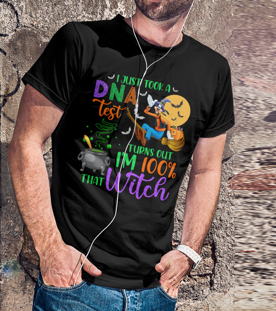 I Just Took A Dna Test Turns Out I'm 100% That Witch Goofy Halloween Moon Bats Cauldron T-Shirt
