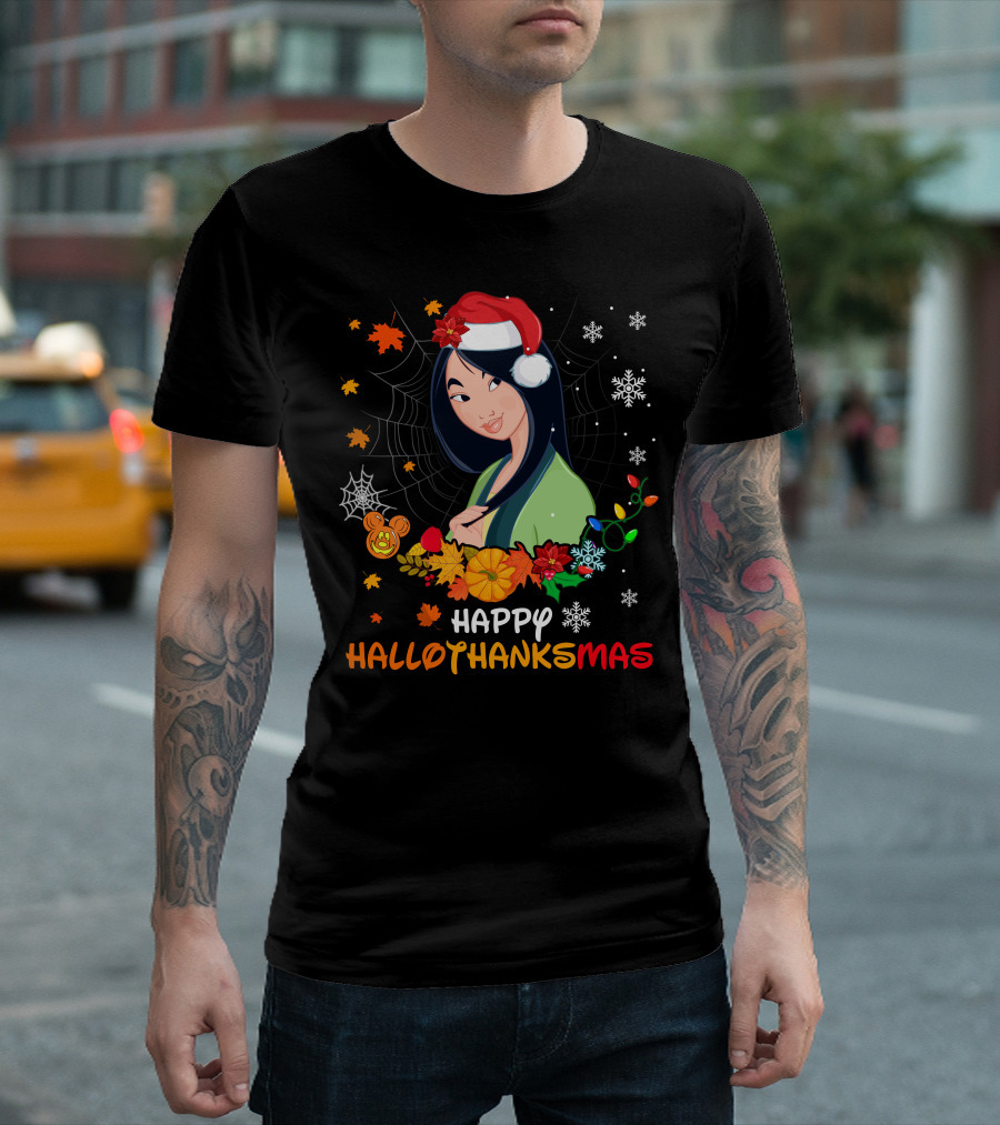 Mulan Happy Hallothanksmas Santa Halloween Christmas Thanksgiving T-Shirt