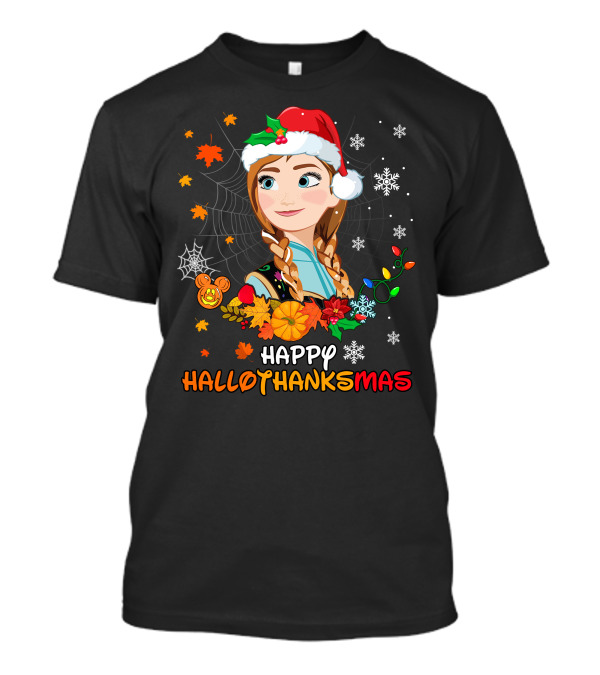 Happy Hallothanksmas Anna Christmas Holiday Theme T-Shirt
