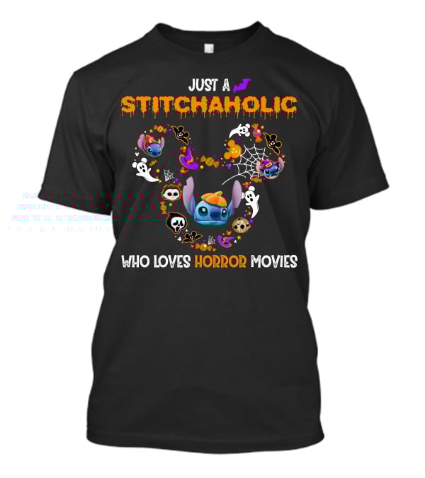 Just A Stitchaholic Who Loves Horror Movies T-Shirt
