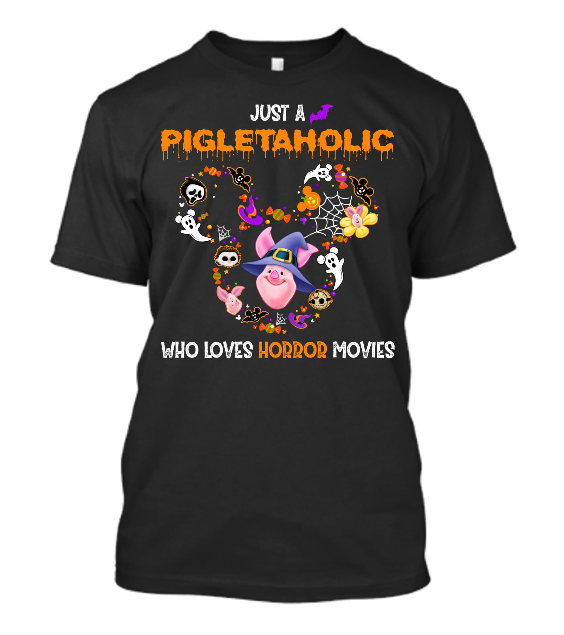 Just A Pigletaholic Who Loves Horror Movies T-Shirt
