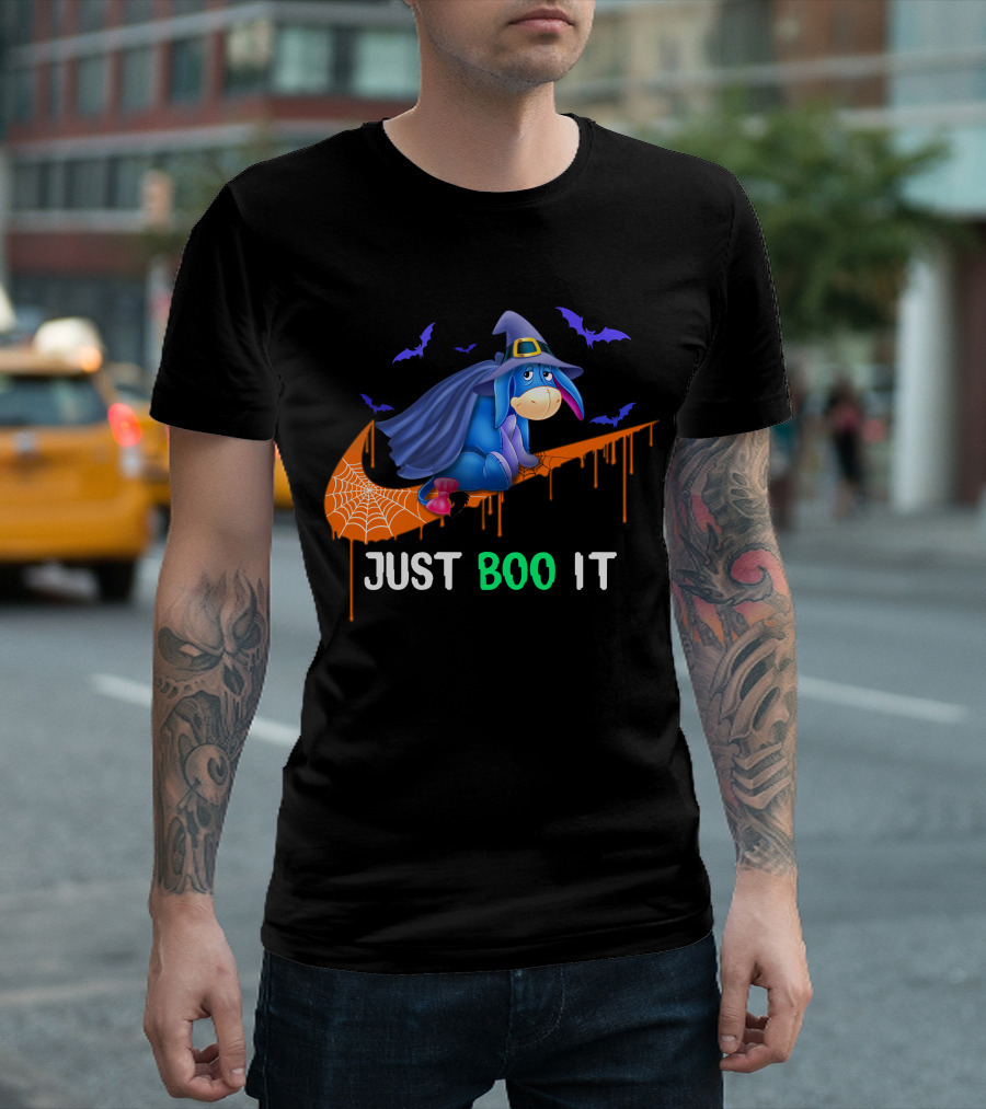 Just Boo It Eeyore Nike Witch Halloween Bats Cobweb T-Shirt