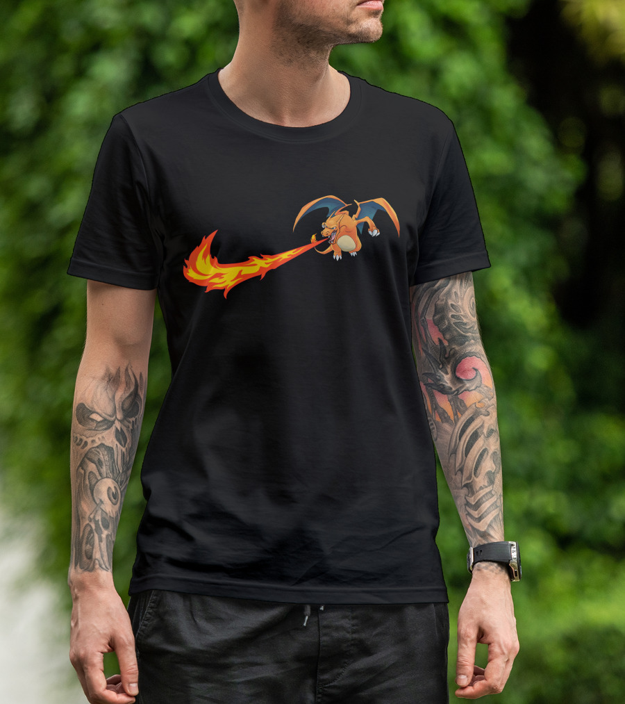Charizard Fire Nike Logo Crossover T-Shirt