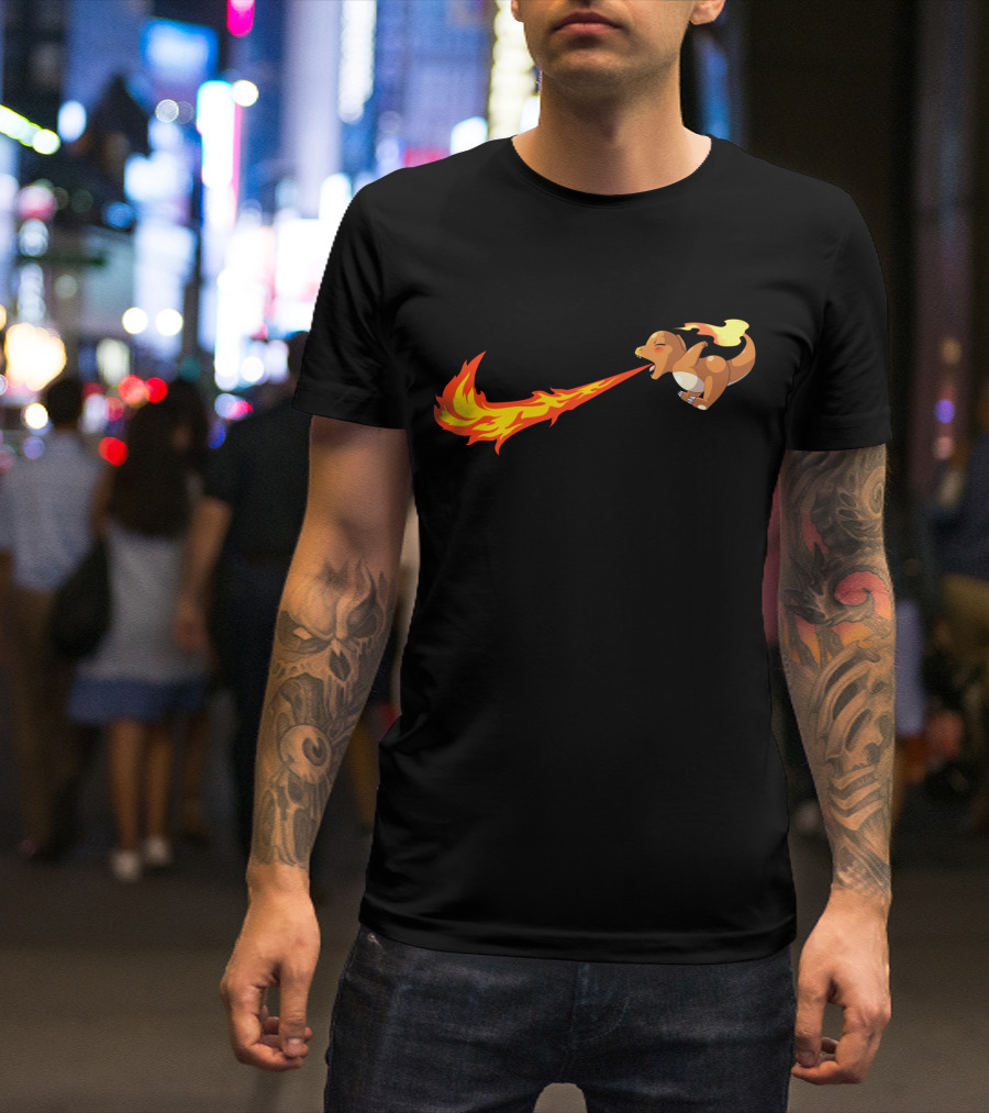 Charmander Fire-Breathing Nike-Inspired Flame T-Shirt