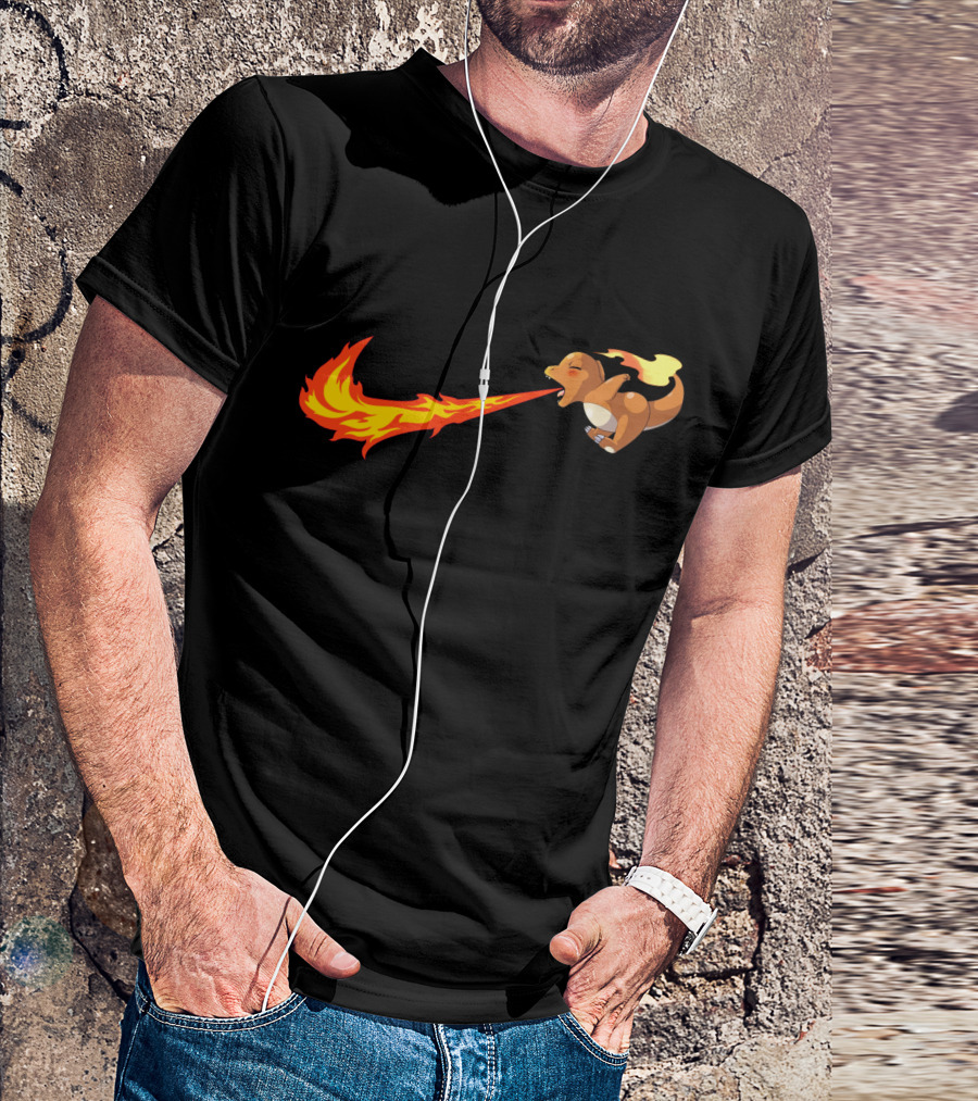 Charmander Fire-Breathing Nike-Inspired Flame T-Shirt