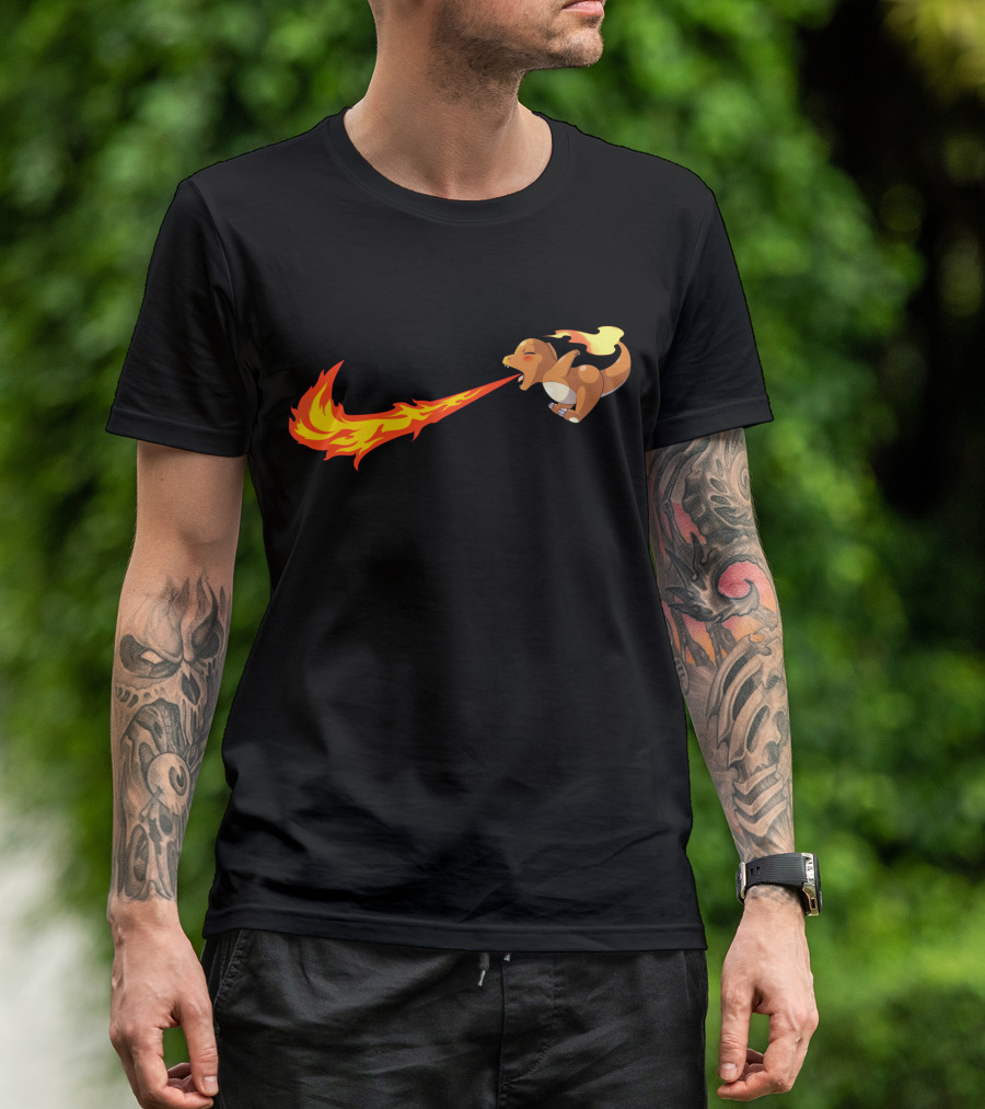 Charmander Fire-Breathing Nike-Inspired Flame T-Shirt