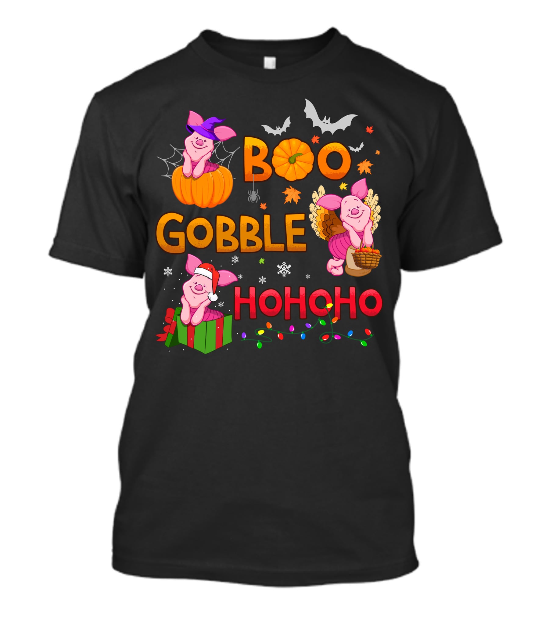 Piglet Boo Gobble Ho Ho Ho Holiday Seasons T-Shirt