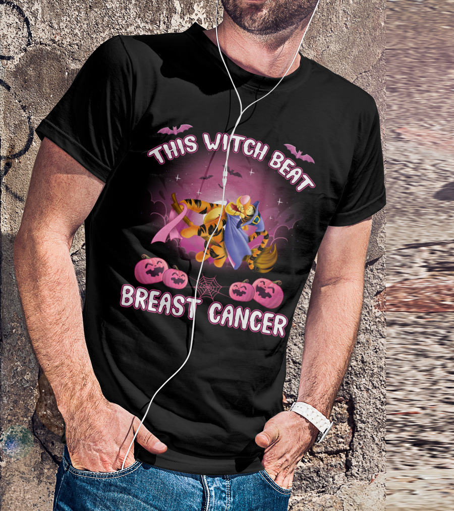 This Witch Beat Breast Cancer Tigger Halloween T-Shirt