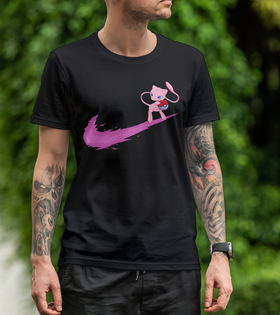 Mew Pokemon Nike Swoosh Pokeball Crossover T-Shirt