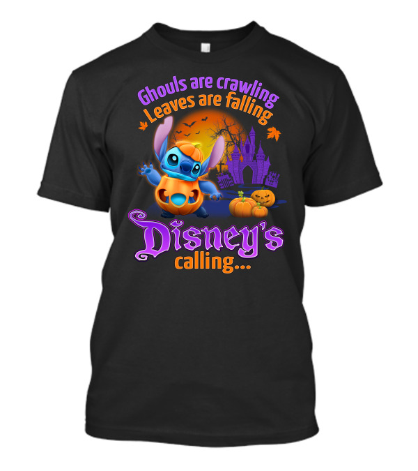 Ghouls Are Crawling Leaves Are Falling Disney's Calling Stitch Halloween Theme T-Shirt