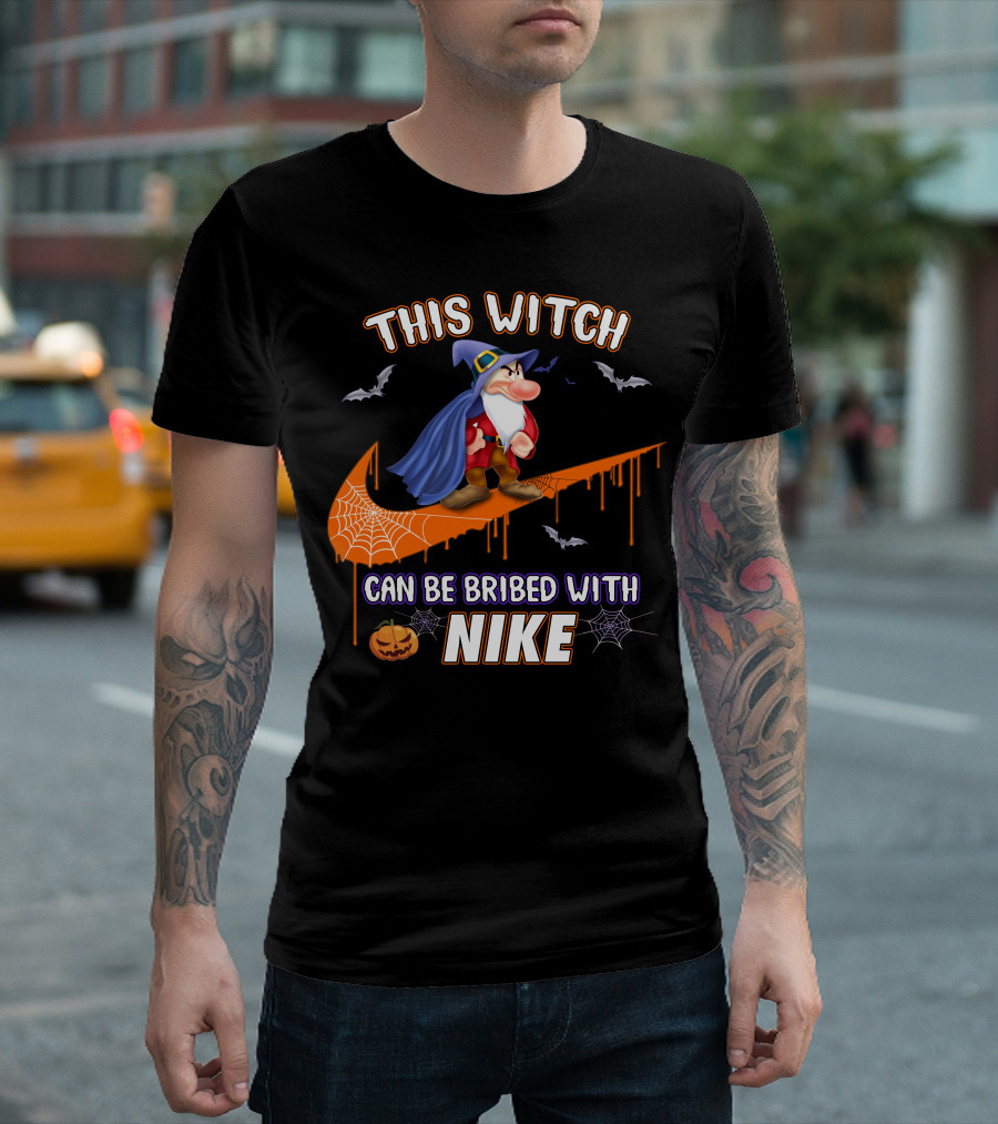 This Witch Can Be Bribed With Nike Wizard Pumpkin Bat Halloween T-Shirt