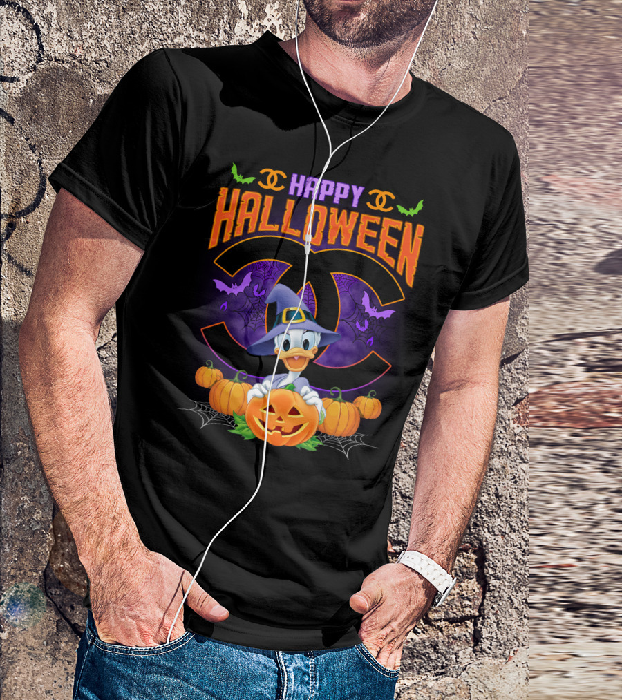 Happy Halloween Daisy Pumpkin Bats Spiders Duck T-Shirt