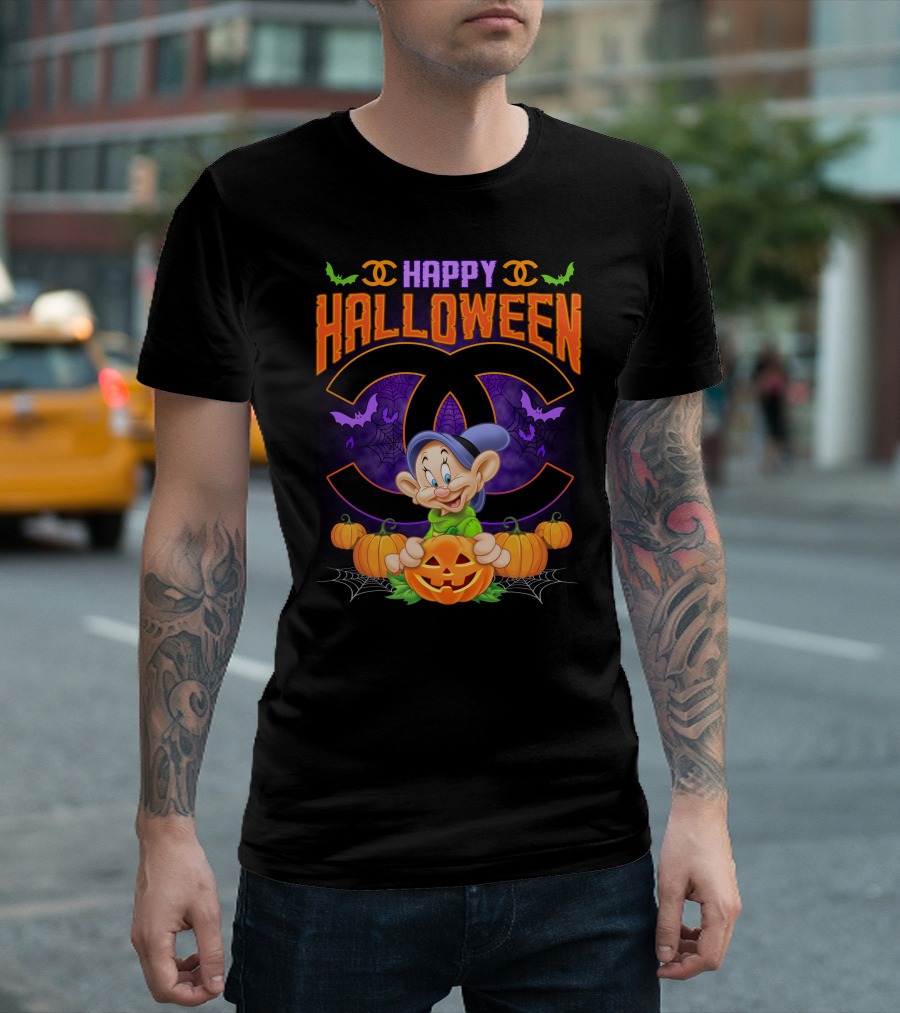 Happy Halloween Dopey Chanel Pumpkin Bats T-Shirt