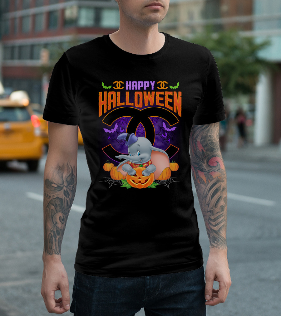 Dumbo Happy Halloween Pumpkins And Bats T-Shirt