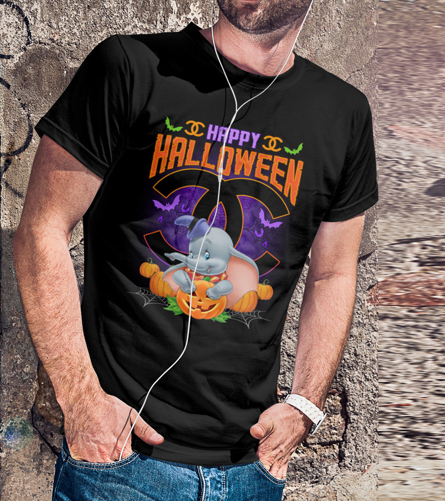 Dumbo Happy Halloween Pumpkins And Bats T-Shirt