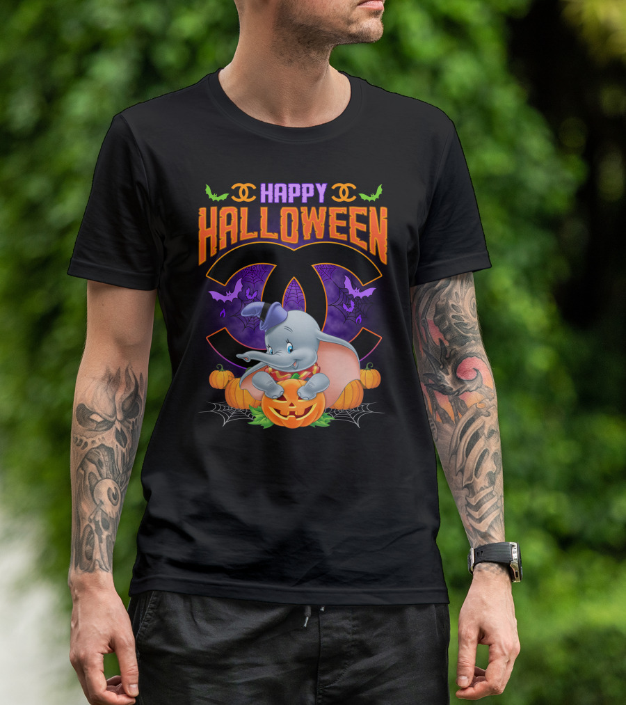 Dumbo Happy Halloween Pumpkins And Bats T-Shirt