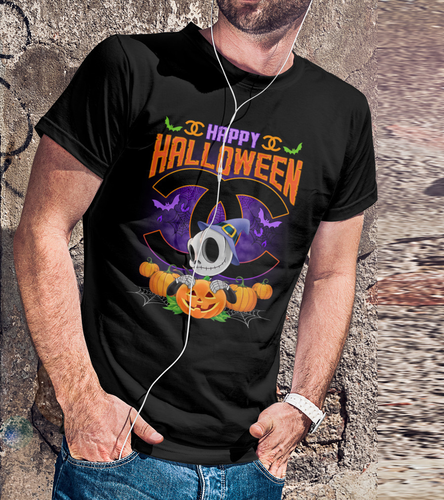 Jack Happy Halloween Pumpkin Skeleton Witch Hat T-Shirt