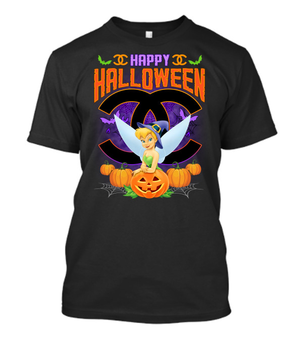 Happy Halloween Tinker Bell Pumpkins Bat Wings T-Shirt