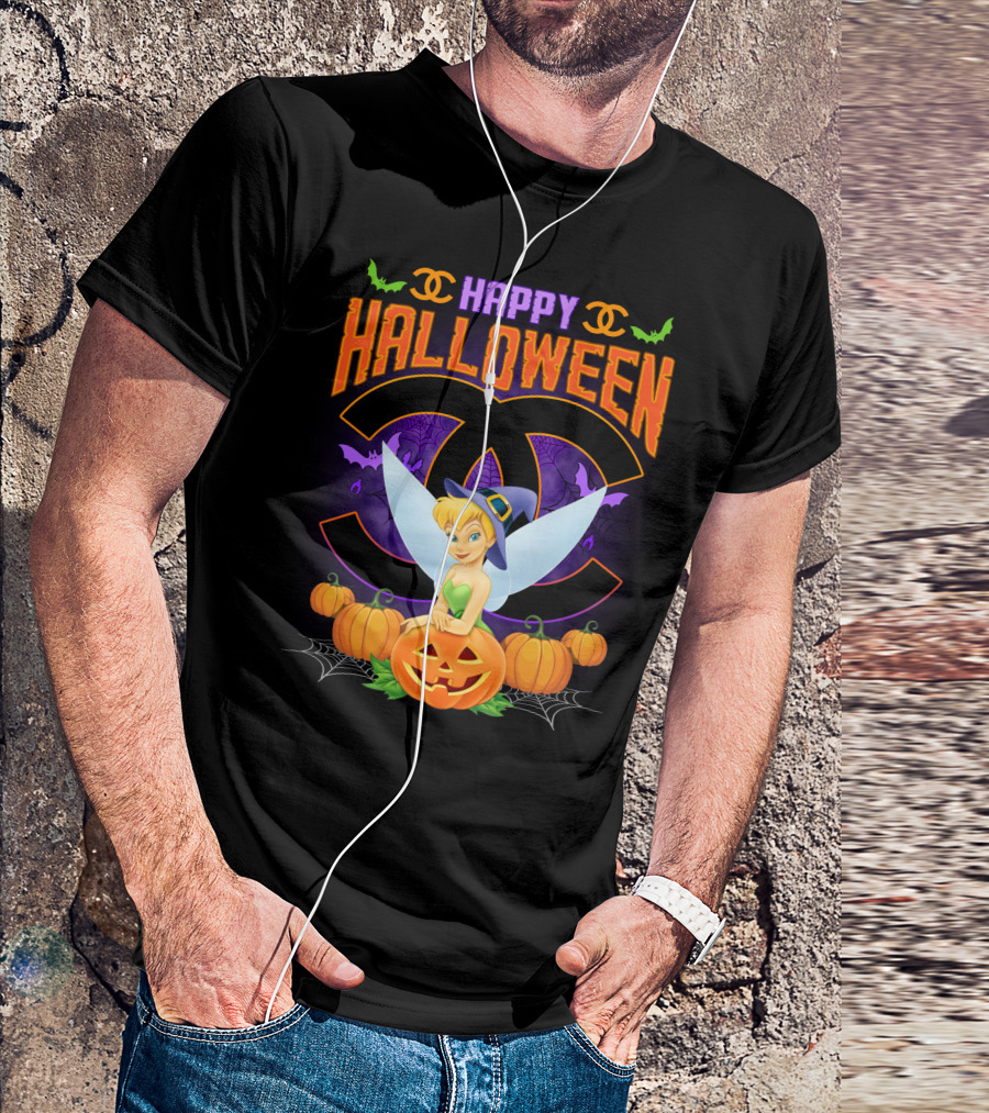 Happy Halloween Tinker Bell Pumpkins Bat Wings T-Shirt