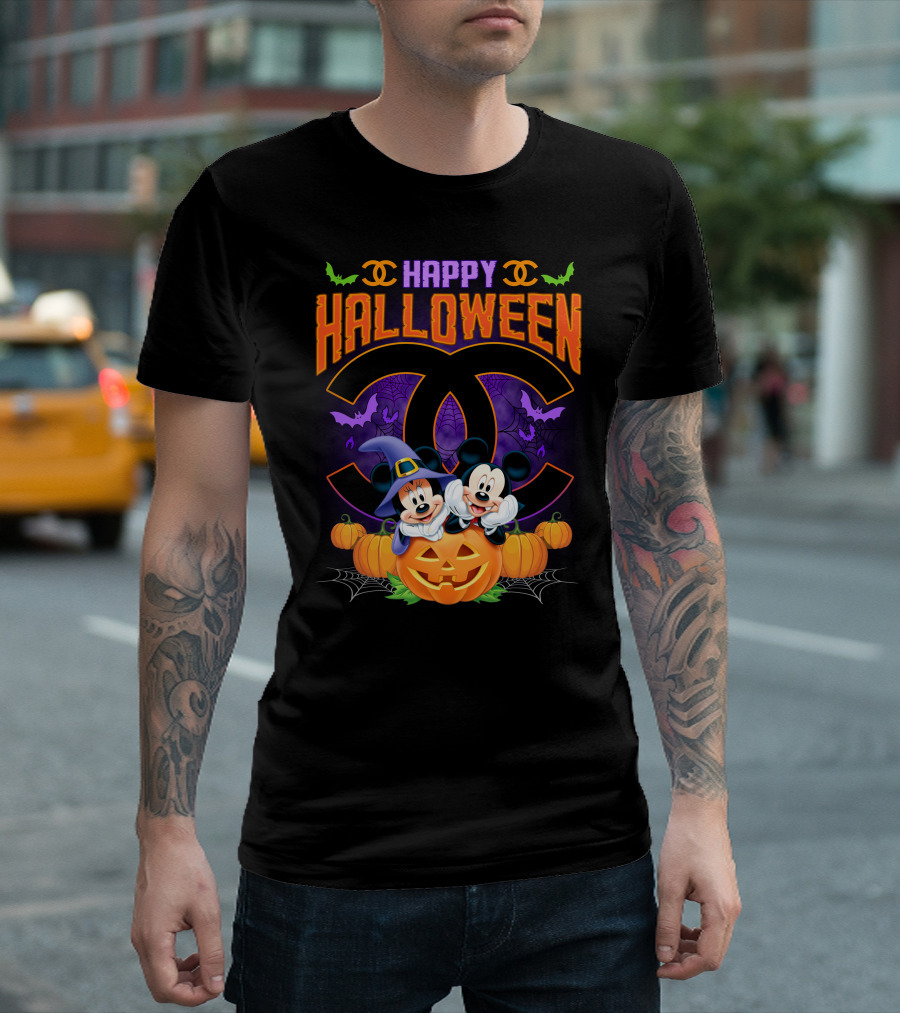 Happy Halloween Mickey Minnie Pumpkin Bat Costume T-Shirt