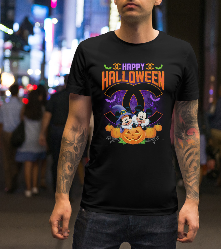 Happy Halloween Mickey Minnie Pumpkin Bat Costume T-Shirt