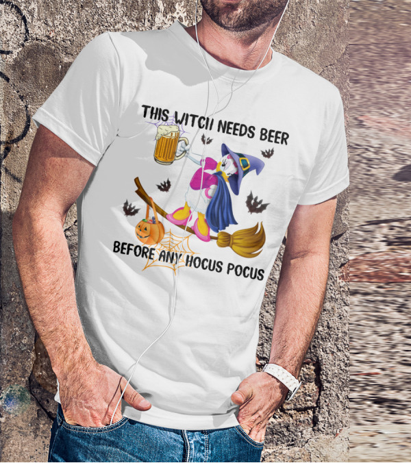 This Witch Needs Beer Before Any Hocus Pocus Daisy T-Shirt