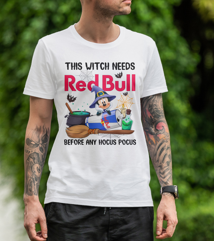This Witch Needs Red Bull Before Any Hocus Pocus Minnie Mouse Halloween T-Shirt