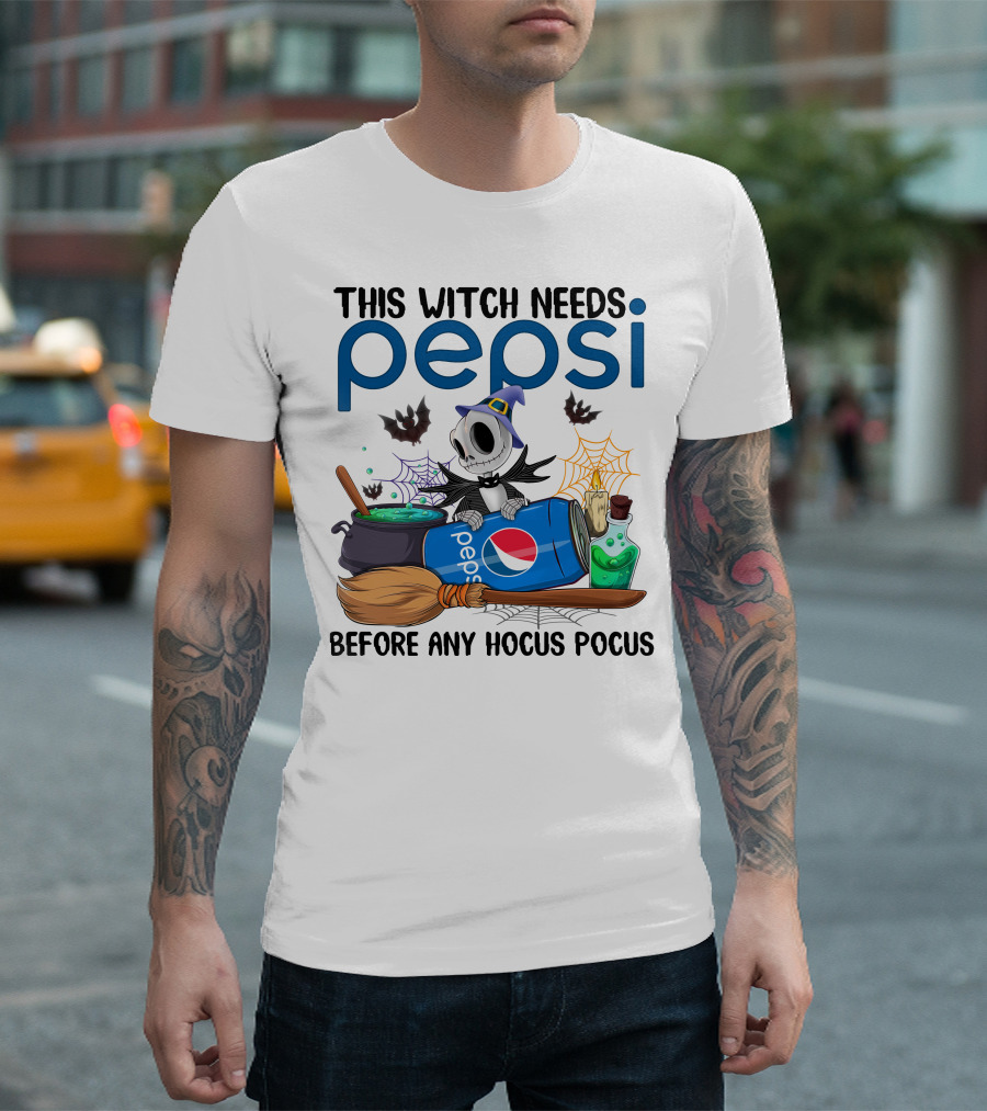 This Witch Needs Pepsi Before Any Hocus Pocus Jack Skellington T-Shirt