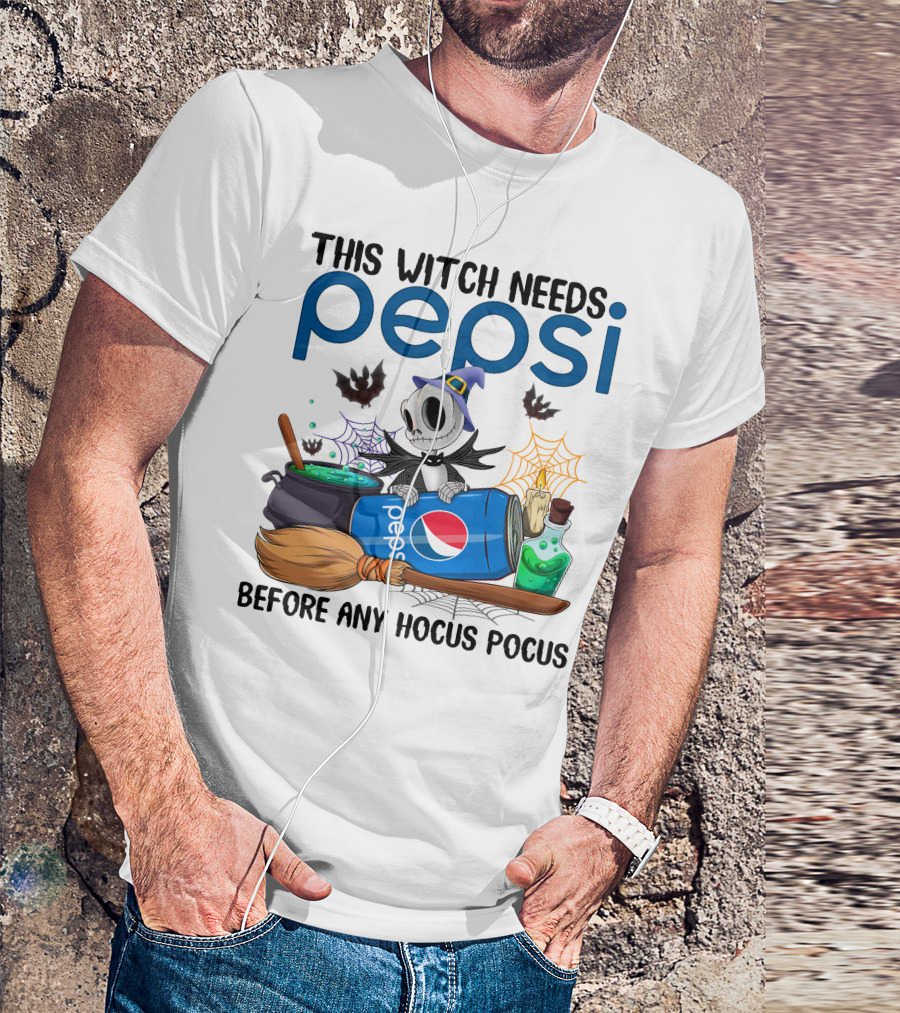 This Witch Needs Pepsi Before Any Hocus Pocus Jack Skellington T-Shirt
