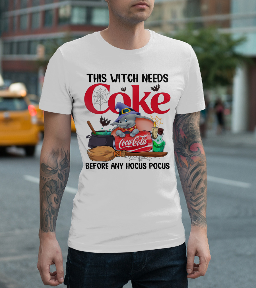 This Witch Needs Coke Before Any Hocus Pocus Coca-Cola Dumbo Halloween T-Shirt