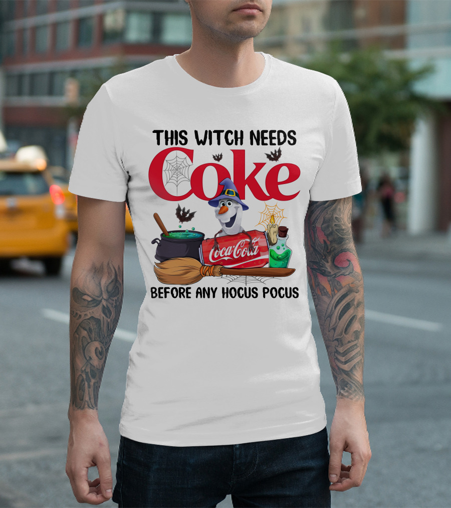 This Witch Needs Coke Before Any Hocus Pocus Coca-Cola Olaf Halloween T-Shirt