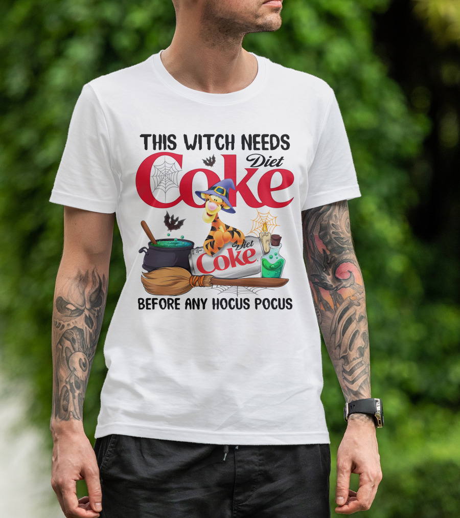 This Witch Needs Diet Coke Before Any Hocus Pocus Tigger T-Shirt