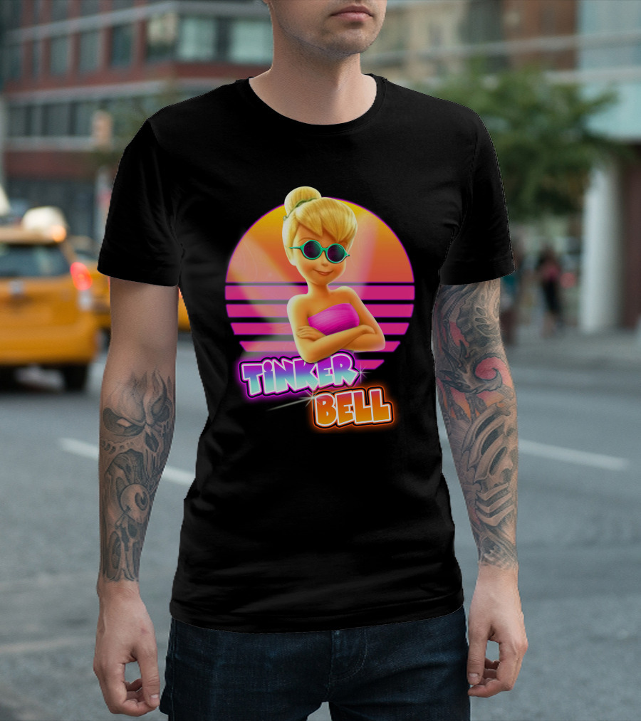 Tinker Bell Retro Sunset Style Cool Sunglasses T-Shirt