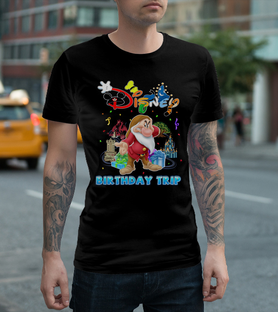 Grumpy Disney Birthday Trip With Mickey Mouse And Castle T-Shirt