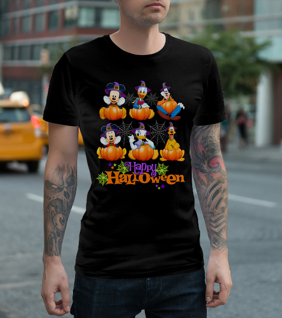 Happy Halloween Mickey Donald Goofy Pumpkins T-Shirt