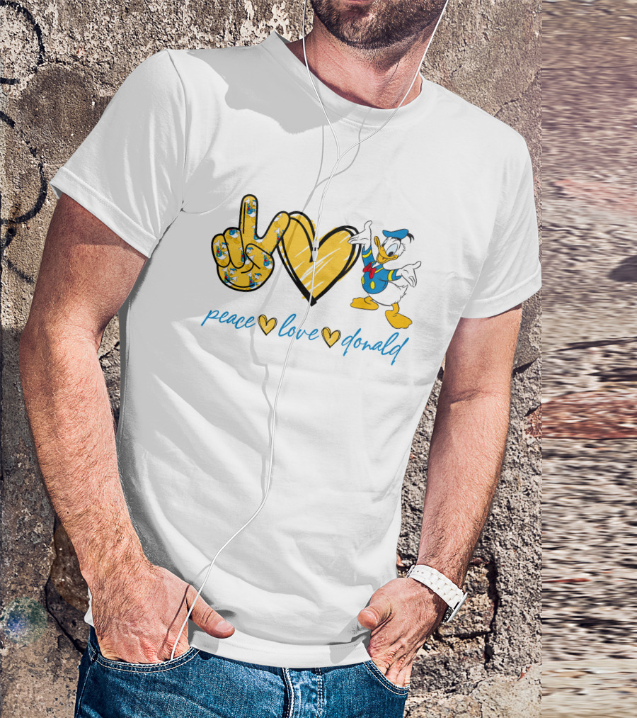 Peace Love Donald Duck Peace Hand Heart T-Shirt