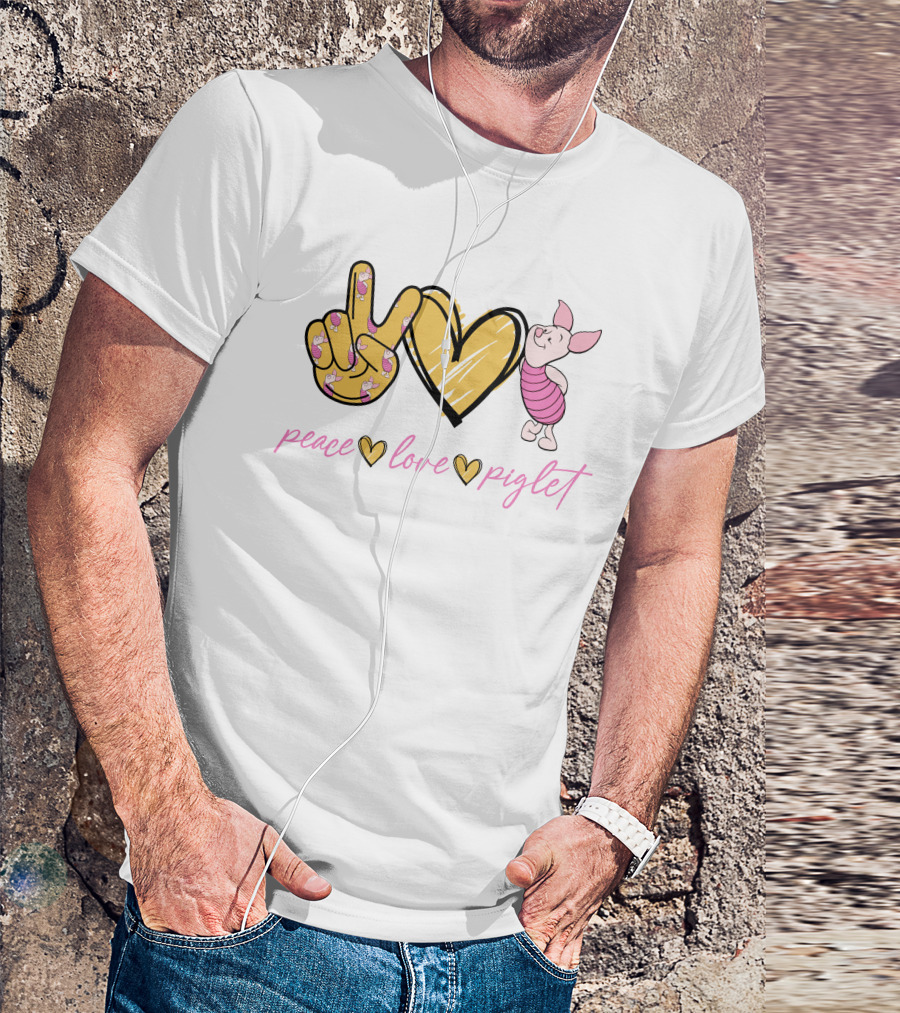 Peace Love Piglet Peace Sign Heart Piglet Character T-Shirt