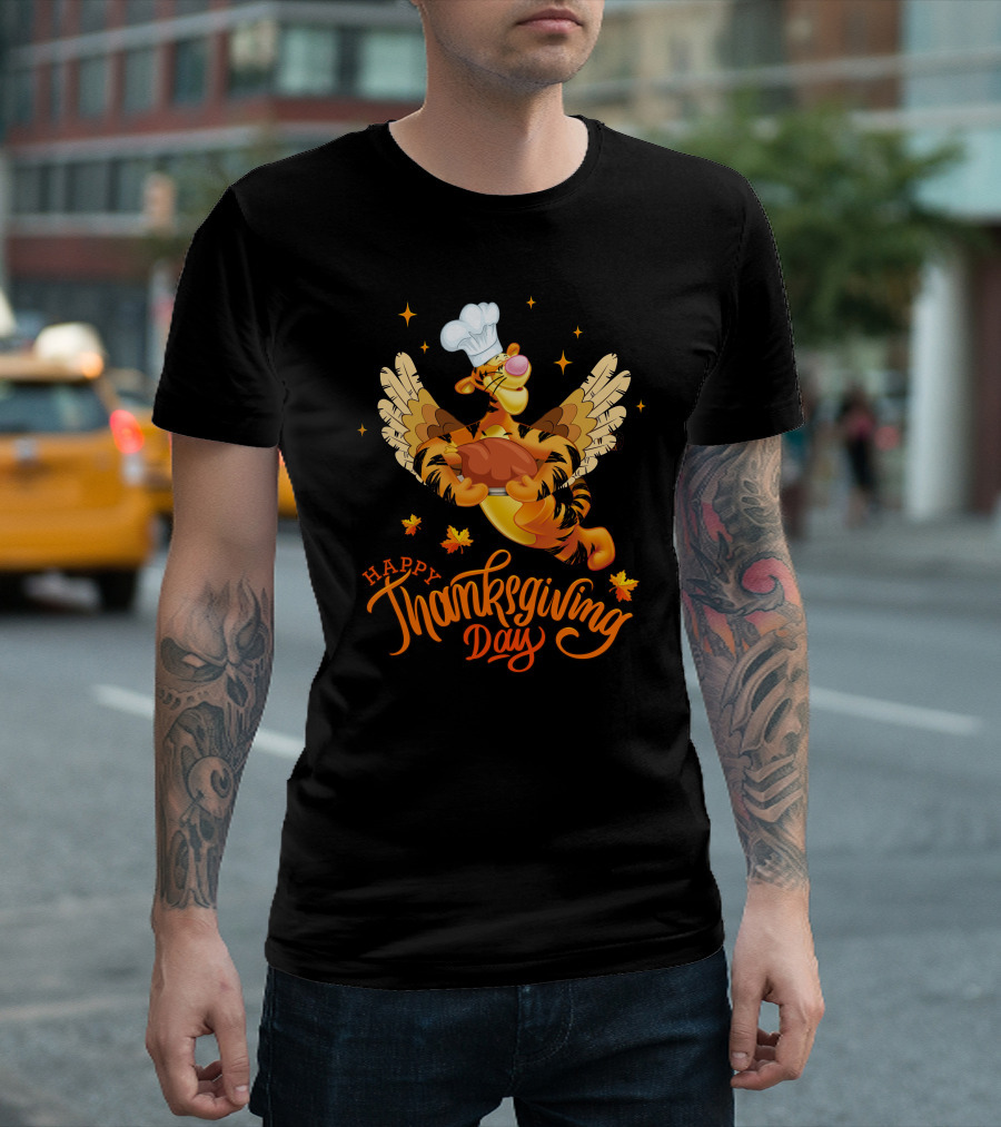 Tigger Happy Thanksgiving Day Chef Turkey Wings T-Shirt