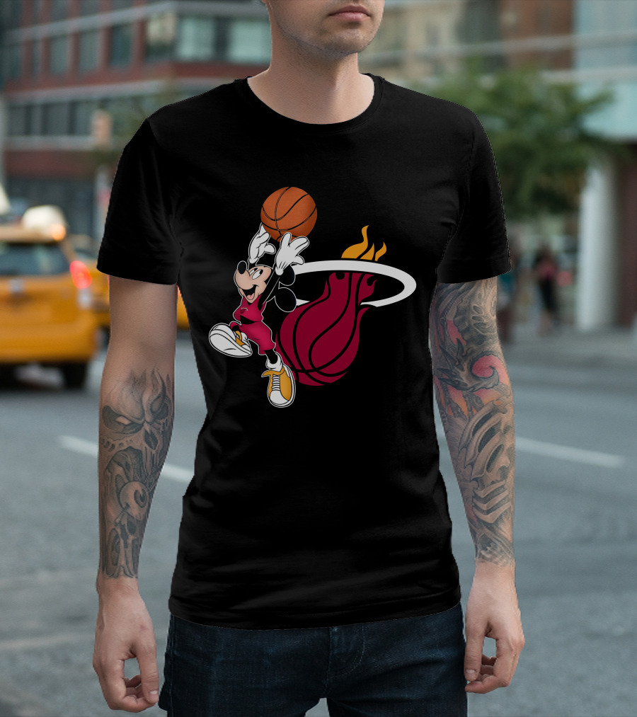 Mickey Dunking Basketball Miami Heat T-Shirt