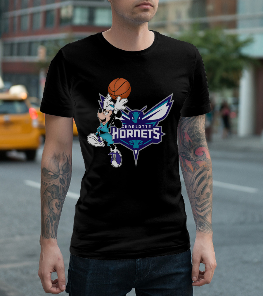 Mickey Charlotte Hornets Basketball T-Shirt
