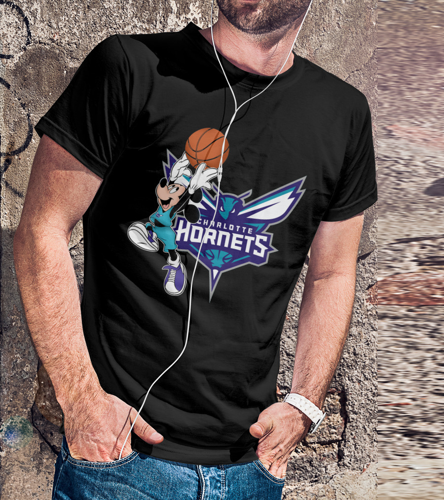 Mickey Charlotte Hornets Basketball T-Shirt