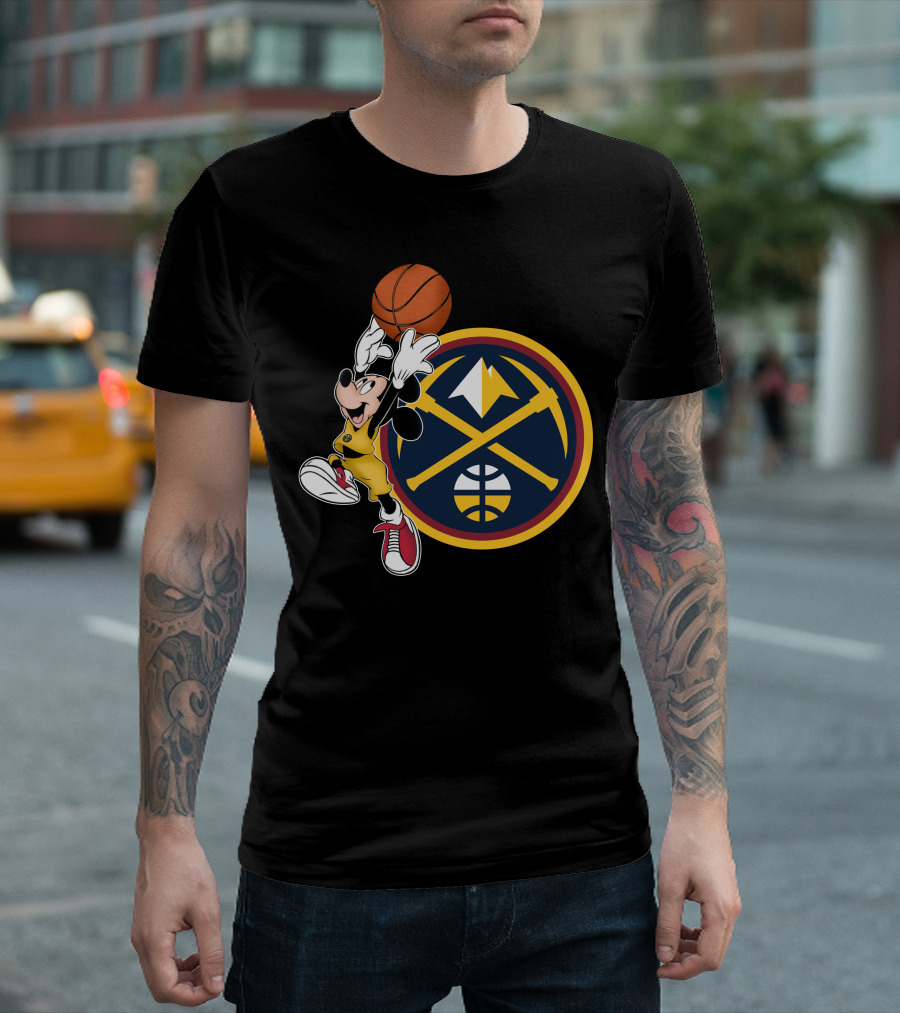Mickey Mouse Basketball Dunk Denver Nuggets Crossover T-Shirt