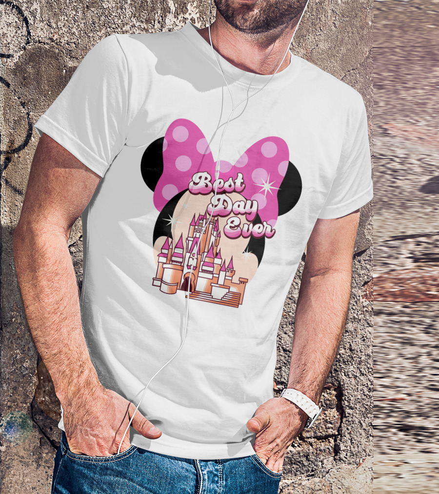 Minnie Best Day Ever Castle Pink Bow T-Shirt