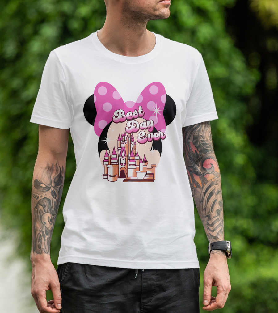 Minnie Best Day Ever Castle Pink Bow T-Shirt