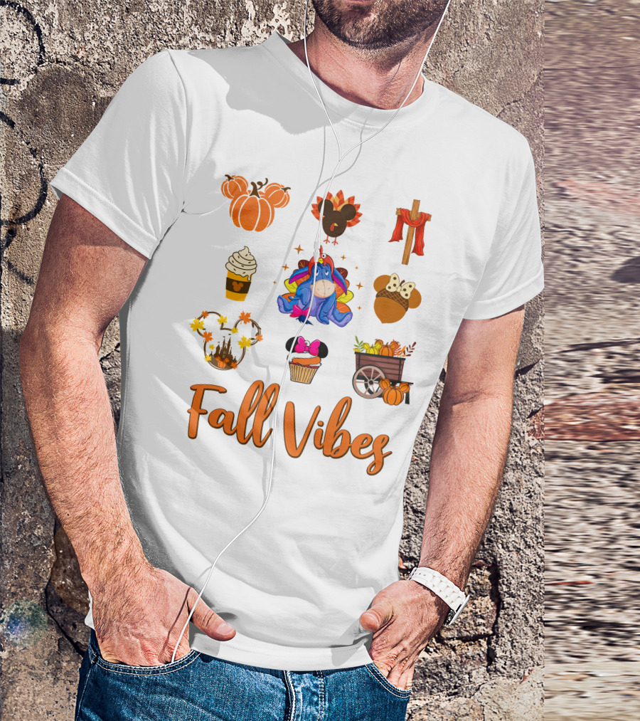 Fall Vibes Eeyore Autumn Mickey Pumpkin Cupcake Harvest T-Shirt