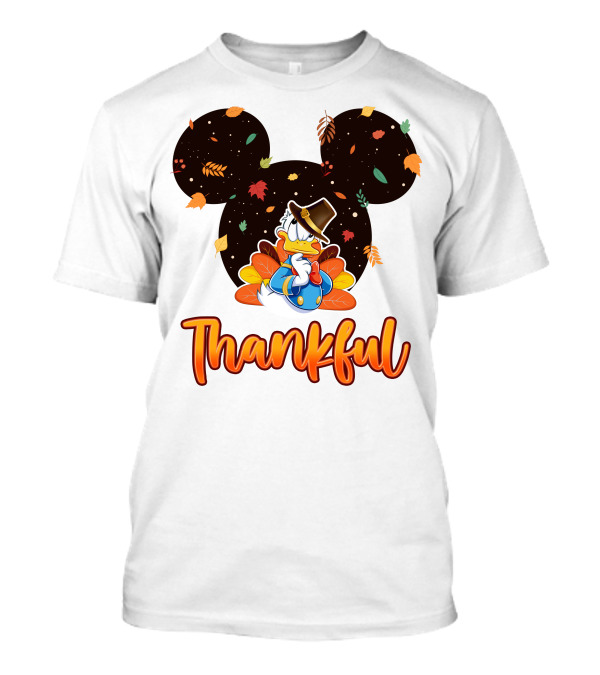 Thankful Donald Duck Mickey Ears Fall Leaves T-Shirt